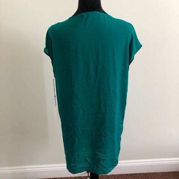 Three Eighty Two XS Green Caftan Mini Dress‎ Jungle V-Neck Cap Sleeve NWT - Picture 7 of 8